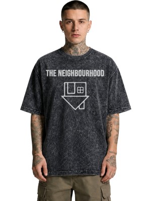 Fuddy Moda Unisex The Neighbourhood Baskılı Yıkamalı Tişört, Oversize Rock Band Temalı Retro Tshirt