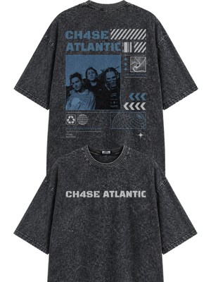 Fuddy Moda Unisex Oversize Rock Band Chase Atlantic Sırt Baskılı Yıkamalı Retro Tişört