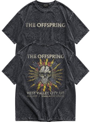 Fuddy Moda Unisex The Offspring West Valley City Sırt Baskılı Yıkamalı Tişört,oversize Rock Band Temalı Tshirt