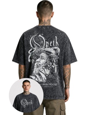 Fuddy Moda Unisex Oversize Rock Band Opeth Sırt Baskılı Yıkamalı Retro Tişört