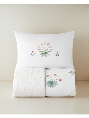 English Home Garden Melody Pamuklu Tek Kişilik Nevresim Seti 160x220 cm Yeşil-Sarı Modern Desenli