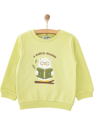 Hellobaby Erkek Bebek Sweatshirt Hayvan Baskılı Bisiklet Yaka Uzun Kol