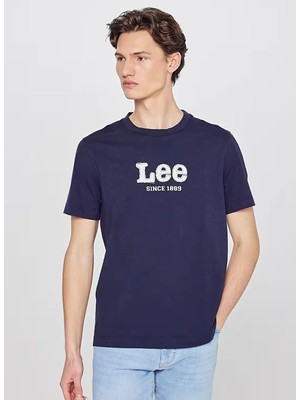 Lee Lacivert Erkek Regular Fit Yazı Baskılı T-Shirt L2510154410 Regular Fit Aplikeli