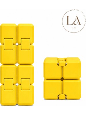 Hareketli Stres Küpü Infinity Cube – Katlanabilir Anti Stres Oyuncak | 3D Baskı Sonsuz Küp | Sarı