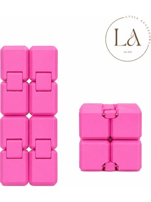 Hareketli Stres Küpü Infinity Cube – Katlanabilir Anti Stres Oyuncak | 3D Baskı Sonsuz Küp | Pembe