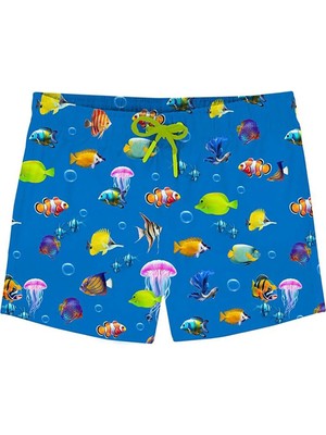 Slipstop Mavi Erkek Çocuk Desenli Şort Mayo Nemo Short