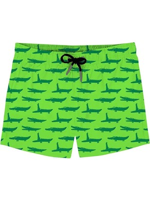 Slipstop Yeşil Erkek Çocuk Desenli Şort Mayo Eddy Short