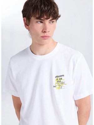 Lee Beyaz Erkek Regular Fit Yazı Baskılı T-Shirt L2610011100 Beyaz T-Shirt