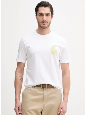 Boss Beyaz Erkek Regular Fit Logo Baskılı T-Shirt TE_BOARD_50560372