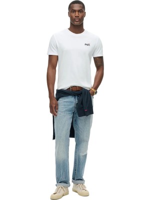 Superdry Beyaz Erkek Nakışlı T-Shirt M1011245A-01C Essentıal Logo Embtee