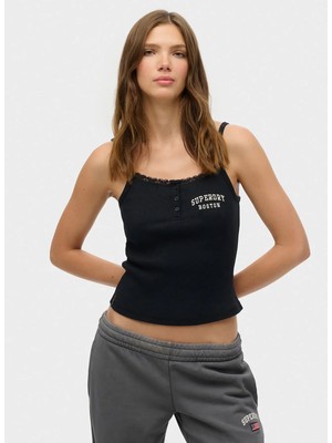 Superdry Lacivert Kadın Logo Baskılı Atlet W6012154A