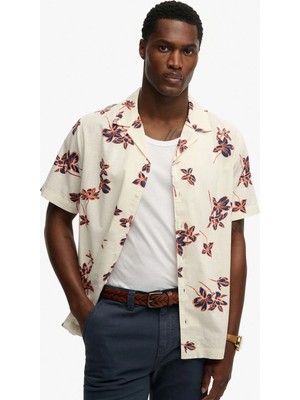 Superdry Beyaz Erkek Çiçek Desenli Gömlek M4011136A-J9O Cabana Poolsıde Shırt