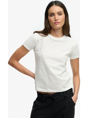 Superdry Beyaz Kadın Standart Fit Logo Baskılı T-Shirt W1011346A