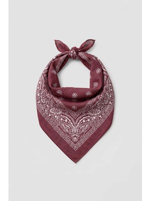 Abluka Online Unisex Etnik Desenli Bandana Bordo