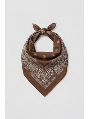 Abluka Online Unisex Etnik Desenli Bandana Kahverengi
