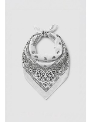 Abluka Online Unisex Etnik Desenli Bandana Ekru