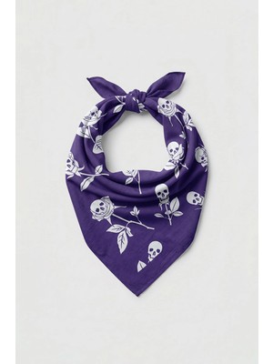 Abluka Online Unisex Kuru Kafa Gotik Desenli Bandana Mor