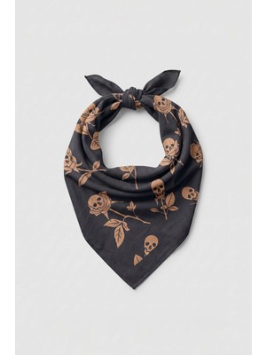 Abluka Online Unisex Kuru Kafa Gotik Desenli Bandana Siyah