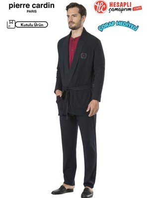Pierre Cardin Premium Erkek Triko Ropdöşambırlı Uzun Kollu Şortlu 5li Özel Kutulu Çeyiz Pijama Takım