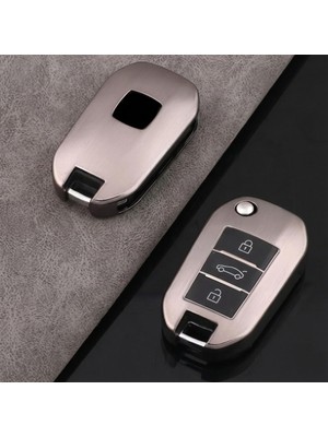 Bezos Peugeot 301 Citroen C-Ellyse Berlingo 2024  Anahtar Uyumlu Silikon Oto Anahtar Kumanda Kabı Kılıf Gri