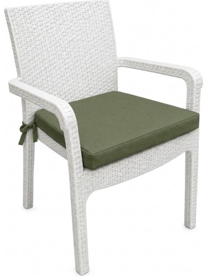 Ayzen Home 4 Adet Rattan Sandalye Minderi Bağcıklı 45X45 Kare Su Itici Leke Tutmaz Uzun Ömürlü Kumastan