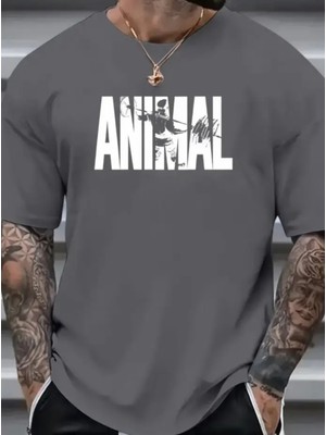 Nigrum Pardus Nıgrum Pardus Anımal Baskılı %100 Pamuk Yuvarlak Yaka Büyük Beden Erkek T-Shirt