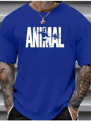 Nigrum Pardus Nıgrum Pardus Anımal Baskılı %100 Pamuk Yuvarlak Yaka Büyük Beden Erkek T-Shirt