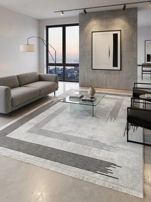 Melit Halı Merinos Vista Gri %100 Akrilik Halı Yumuşak Dokulu Modern Salon Oturma Odası Halısı