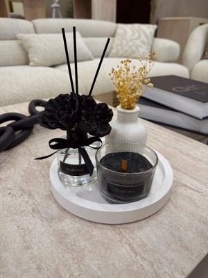 Elmessa 4lü Dekoratif Set-Oda Kokusu,kokulu Mum,vazo,stant Tabağı
