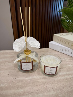 Elmessa 200 ml Oda Kokusu ve Çiçek Dekorlu Kokulu Mum Premium Set