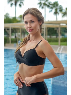 Markahit Ruko Yüksek Bel Dönmeli Straplezl Bikini