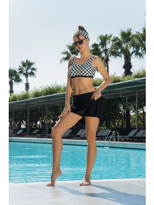 Markahit Ruko Puantiyeli Şort Etek Tek Parça Bikini