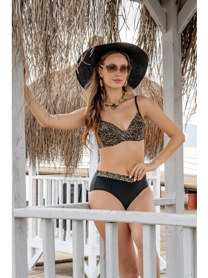 Markahit Ruko Leopar Desenli Kaplı Bikini