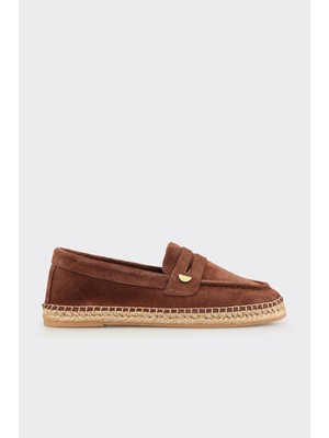 Elle Kahve Deri Kadın Espadril