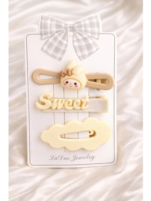 Happy Aksesuar Figürlü Çocuk Toka 3'lü Set Pensli ve Çıtçıtlı