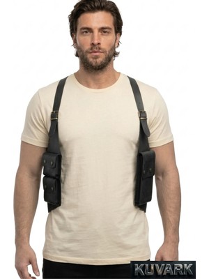Kuvark Corvex • Hakiki Deri Holster • Erkek Omuz Çantası • El Yapımı • Siyah