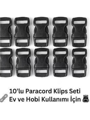 Bodrum Asel Bodrum Paracord Klips Seti 1.5 cm Siyah Plastik Toka Hobi Malzemesi 10'lu Set Özellikli