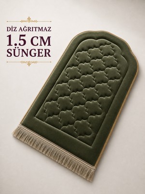 Bripurga Ortopedik Seccade Diz Ağrıtmaz 1.5 cm Sünger Destekli Kadife Namazlık