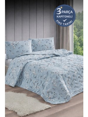 Shopyteks Çift Kişilik Yatak Örtüsü 200X220 Kapitoneli Pike Çiçek Desenli Yumuşak Yatak Örtüsü Seti