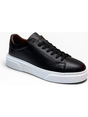 Beraat Brt LF-050-26 Hakiki Baskı Deri Anatomik Erkek Sneaker Siyah Beyaz