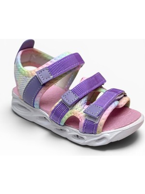 Arzen Bebe 230-26 3 Cırtlı Işıklı Anatomik Kız Çocuk Sandalet Lila Pembe 26-30