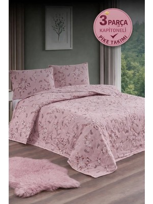 Shopyteks Çift Kişilik Yatak Örtüsü 200X220 Kapitoneli Pike Çiçek Desenli Yumuşak Yatak Örtüsü Seti