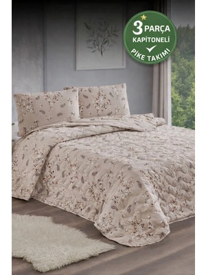 Shopyteks Çift Kişilik Yatak Örtüsü 200X220 Kapitoneli Pike Çiçek Desenli Yumuşak Yatak Örtüsü Seti