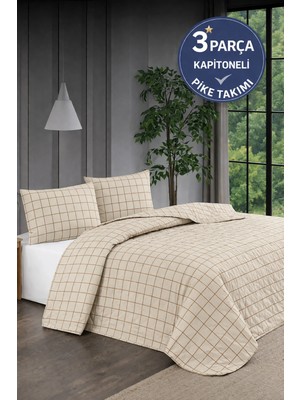 Shopyteks Çift Kişilik Yatak Örtüsü 200X220 Kapitoneli Pike Çiçek Desenli Yumuşak Yatak Örtüsü Seti