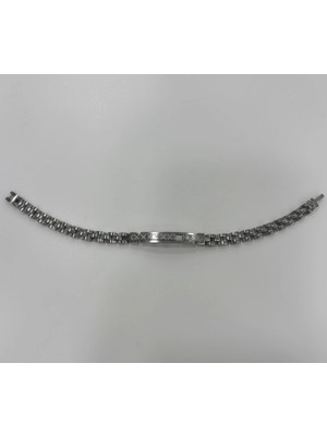 Aslanoğlu Store Rodyum Çelik  Erkek Çelik Bileklik Boy 21.5 cm / En 0.6 Mm  - EBL0042
