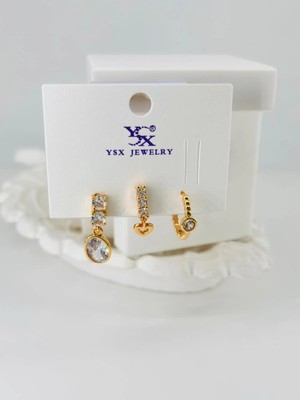 Aslanoğlu Store Zirkon Taşlı Üçlü Kombin Küpe - KP00058