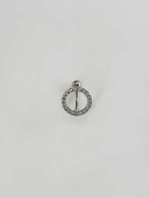 Aslanoğlu Store Rodyum Zirkon Taşlı Çelik Göbek Bar Uzunluğu : 13 mm / Bar Kalınlığı 1.41 mm /  - PG0105