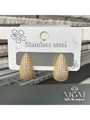 Aslanoğlu Store Zirkon Taşlı Su Damlası Küpe - KP00169