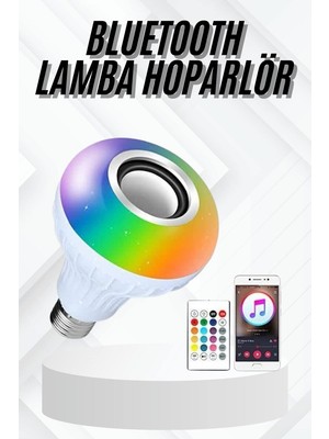Aslanoğlu Store Lamba Hoparlör Ampül Görünümlü Renk Değiştirebilen Android ve Ios Uyumlu