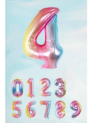Pekshop Gökkuşağı Rakam Folyo Balon Deniz Kızı Tema Rakam Balon 75CM 4